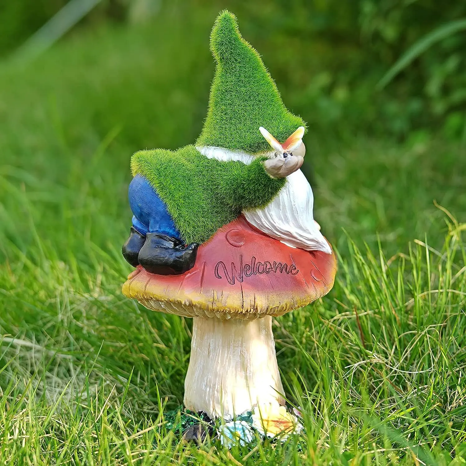 Mushroom Elf Personalized Garden Ornament Resin Craft Decorative Light White Bearded Dwarf Dwarf Solar Garden Light