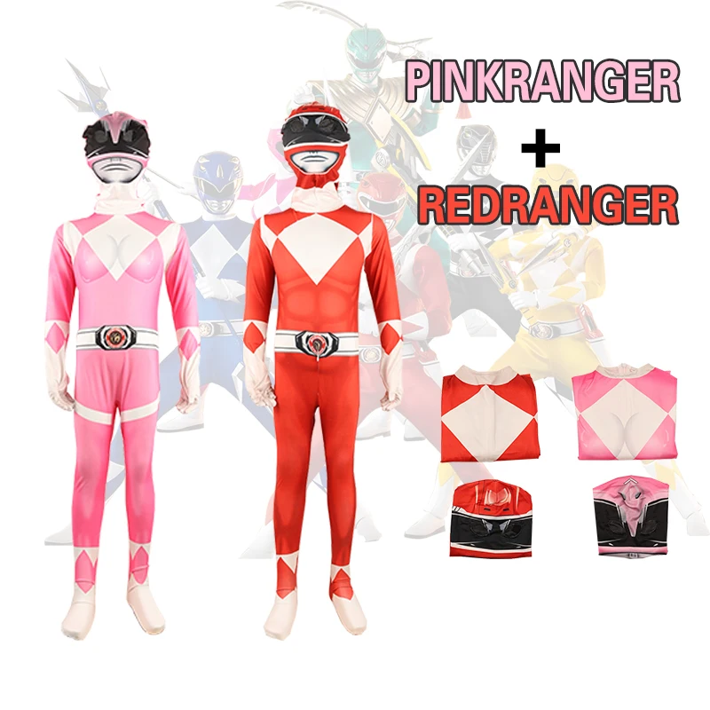 Movie Mighty Morphin Power Jason Cosplay Costume Rangers Kimberly Jumpsuit Mask Samurai Halloween For Adult Kid Fantasia Power