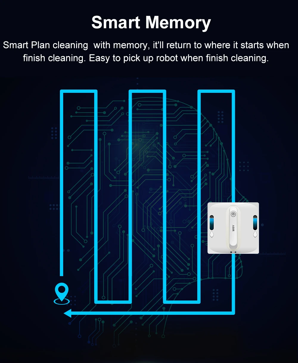 Robot Window Vacuum Cleaner ABIR WD9,4-Way Water Spray, Laser Sensor,9000PA Suction, Low Nosise,Wet Dry Scrape & Wipe in One