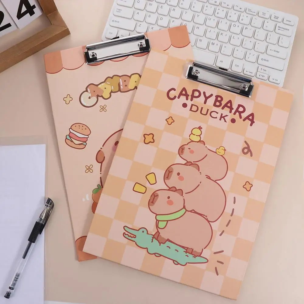 ความงาม A4 คลิปบอร์ดโฟลเดอร์ดูดีแฟ้มเก็บ Capybara แฟ้มโฟลเดอร์เอกสารผู้ถือกระดาษการเขียนคลิปบอร์ด