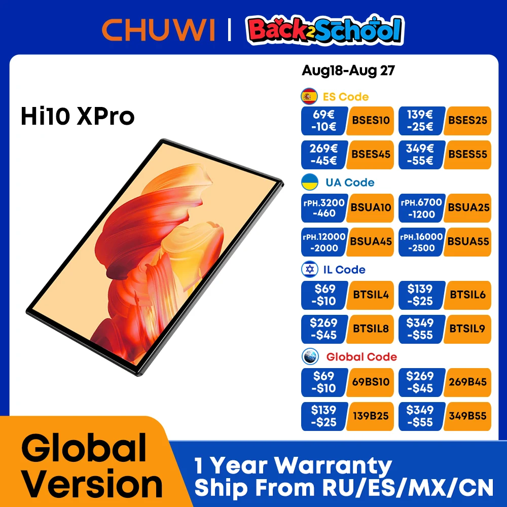 Планшет CHUWI Hi10X Pro 4G LTE Android 13 Widevine L1 10