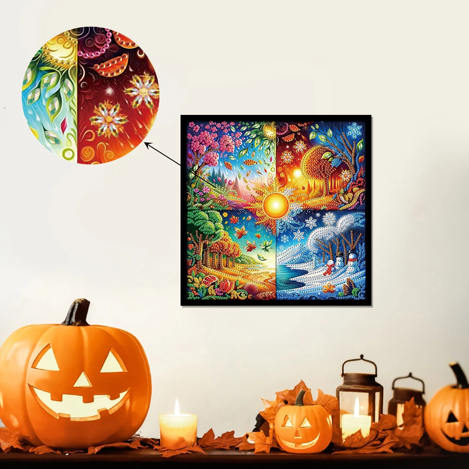 The four seasons Special Shape Diamond Art Kits for Adults Beginners,Special Shape Diamond Art Painting for Home Decoration Gift view 5