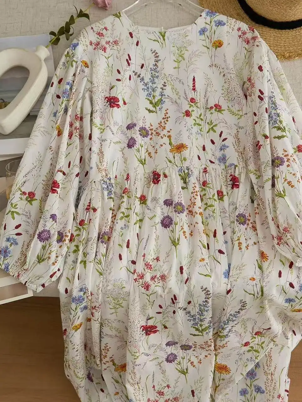 

Женское повседневное платье с цветочным принтом, длинными рукавами-фонариками, в стиле кантри, для отдыха и на каждый день