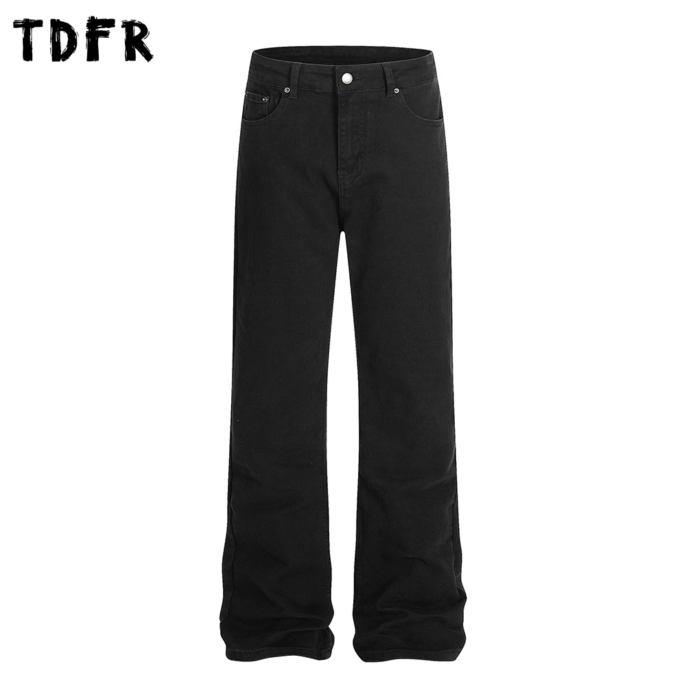 

Solid Color Distressed Jeans Mens Autumn Retro Simple Casual Pocket Straight-leg Denim Pants Man