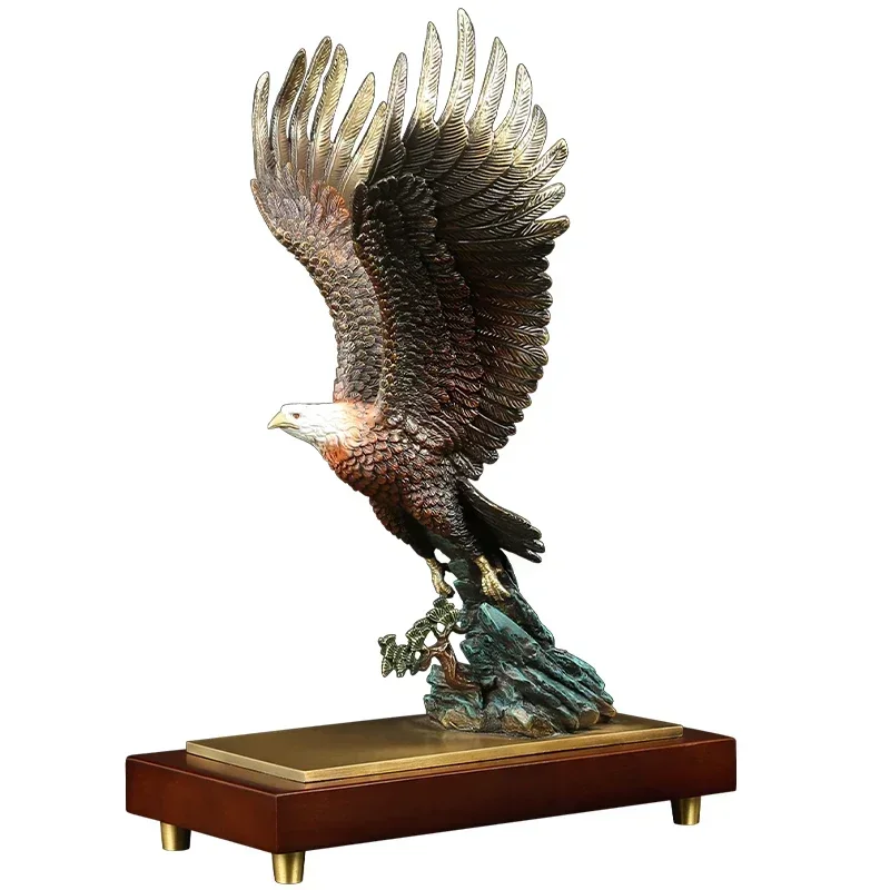 Brass  Spread Wings Eagle Domineering Statue All copper art sculpture High-end home living room office decorations