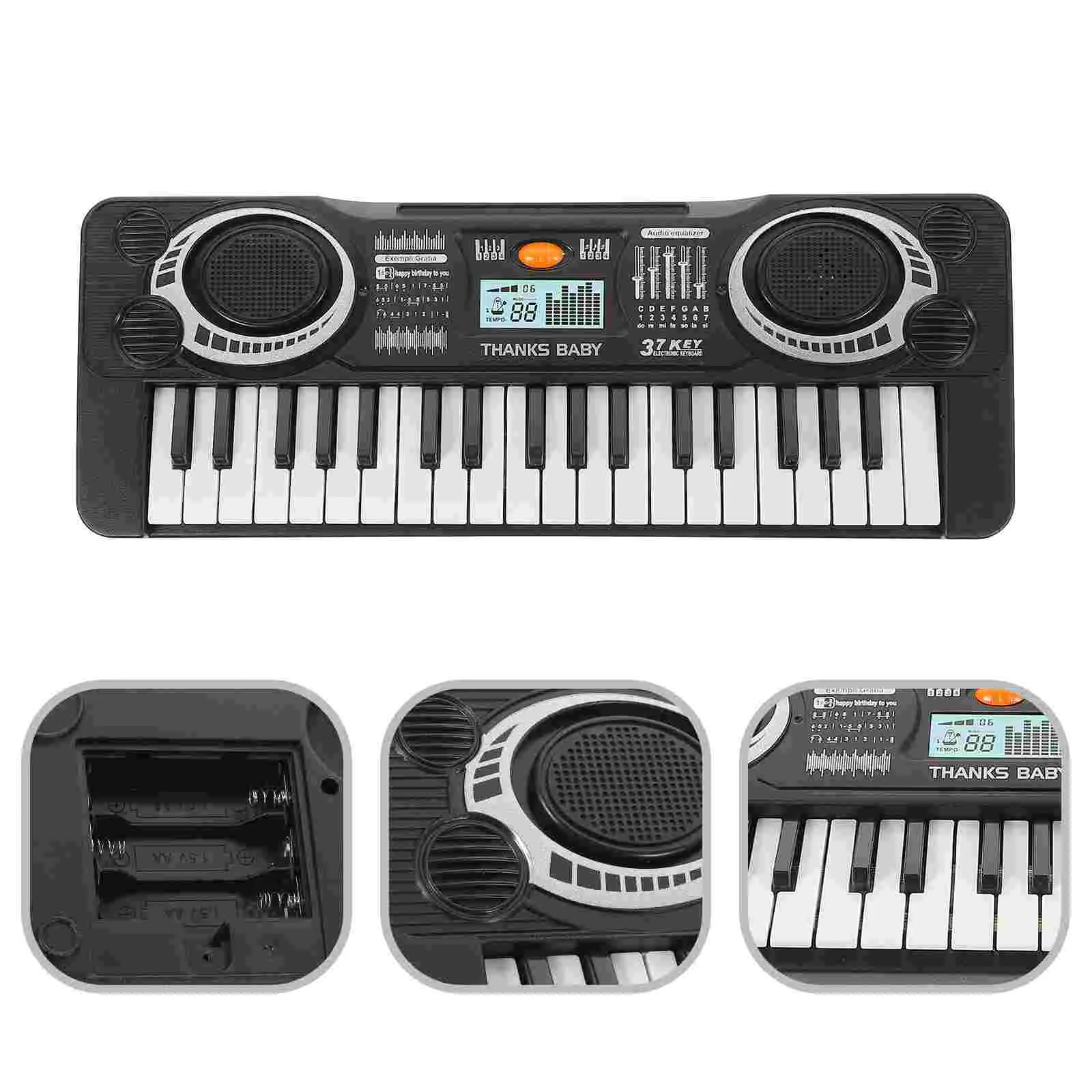 37 Keys Electronic Piano Toy for Toddler Black 1427 2 Kids Music Educational Instrument AA Operated Toy Piano Gift