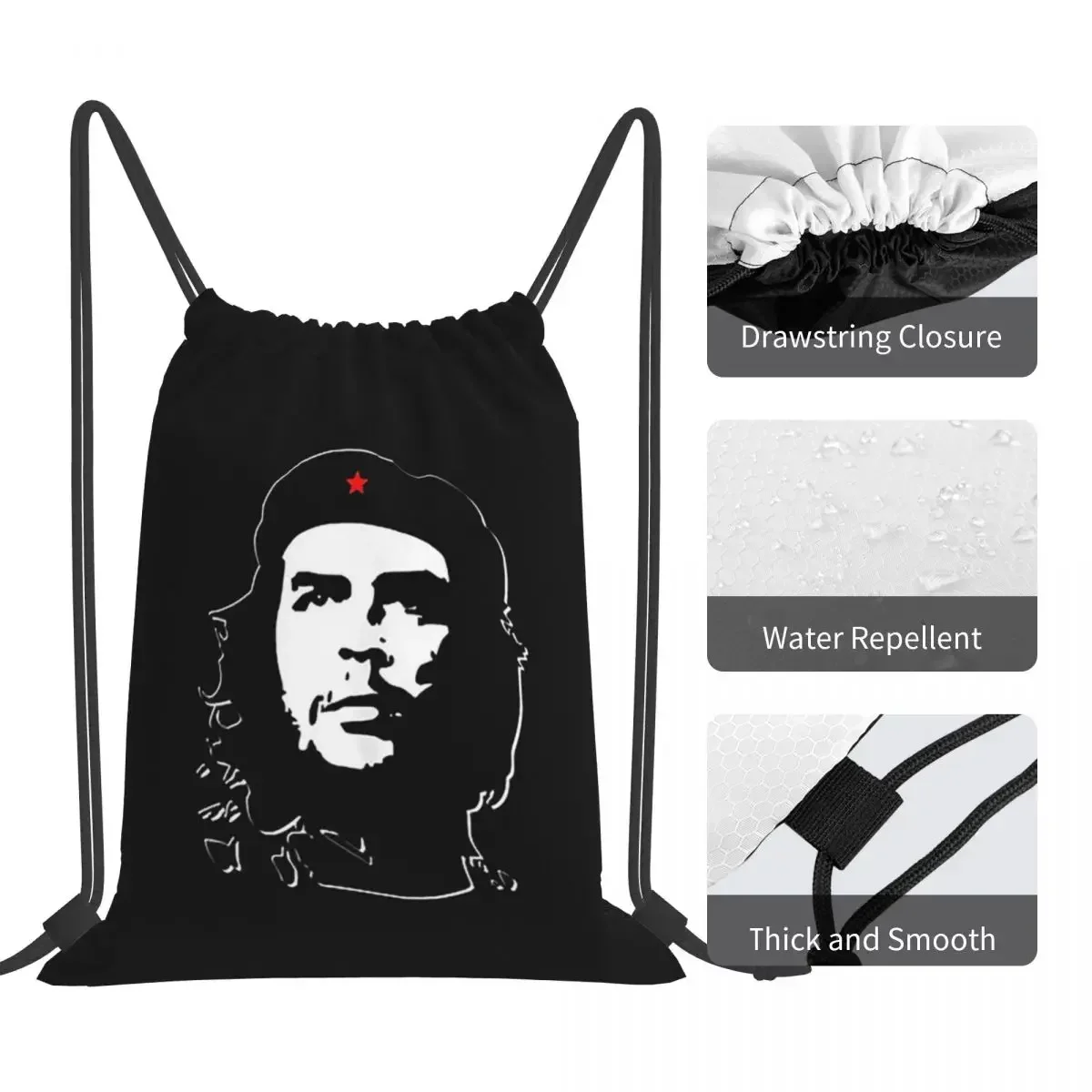 Che Guevara Backpacks Casual Portable Drawstring Bags Drawstring Bundle Pocket Sundries Bag Book Bags For Man Woman Students