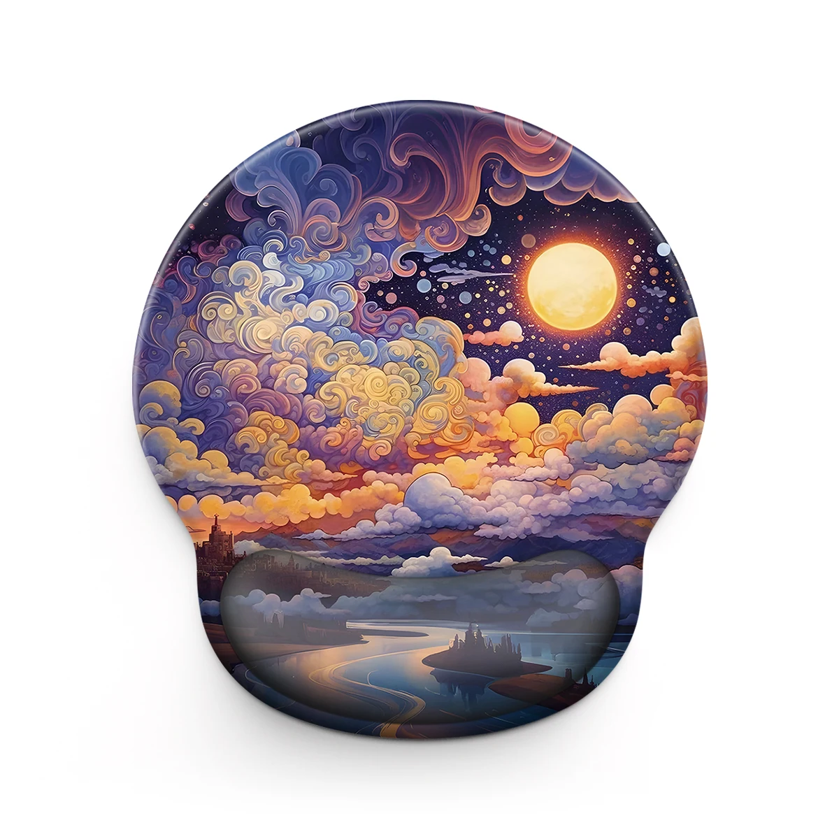 1pc Colorful Clouds And Moon Mouse Pad Wrist Ergonomic Soft Anti-Slip Wrist Rest Support Mat Computer Mouse Pad For Office  PC