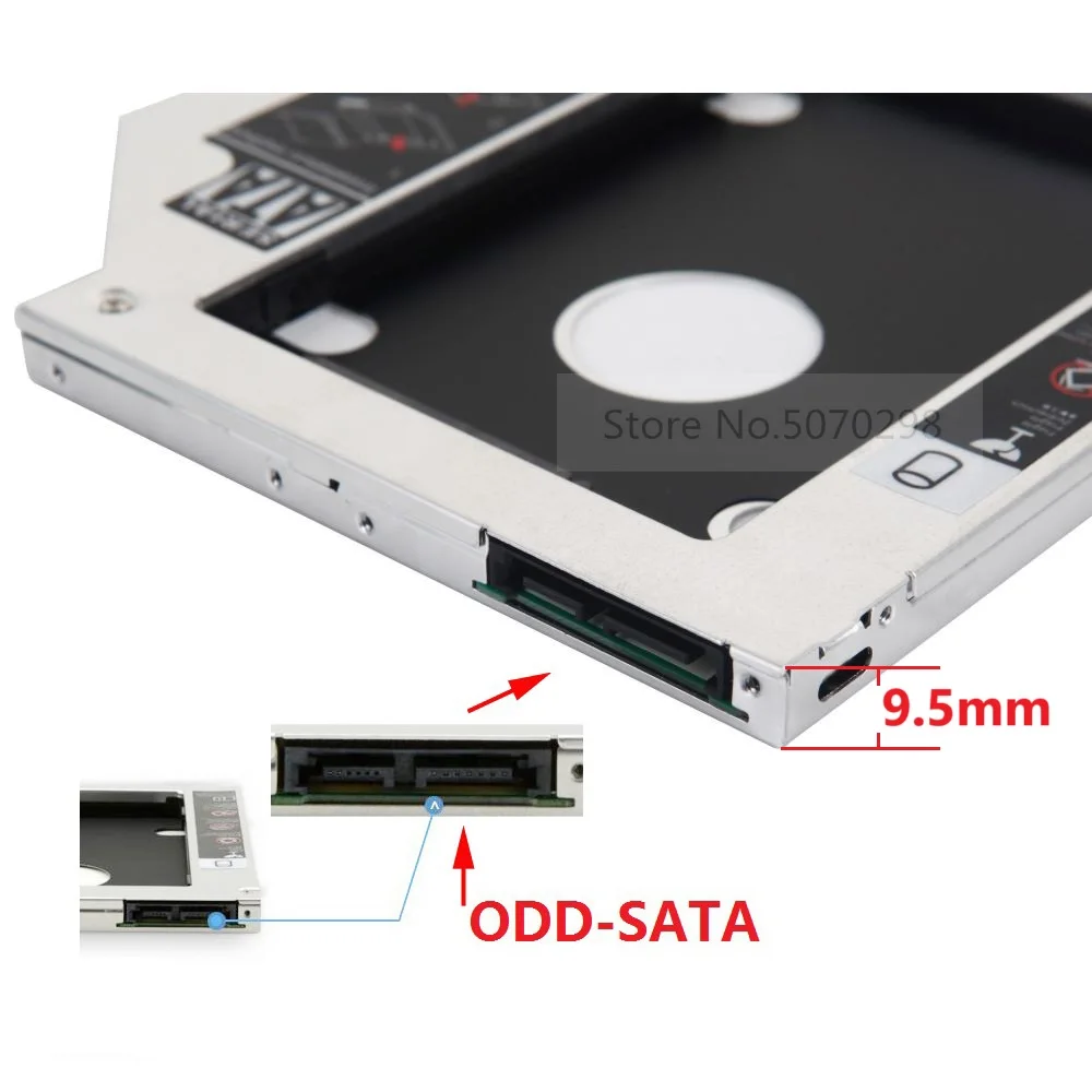 9.5 millimetri 2nd HDD SSD Hard Drive bay Ottica Caddy Adattatore per Toshiba L50-A-1D5 L50-A-15X L50-C-242 P50 P50-A P50-B p50-C