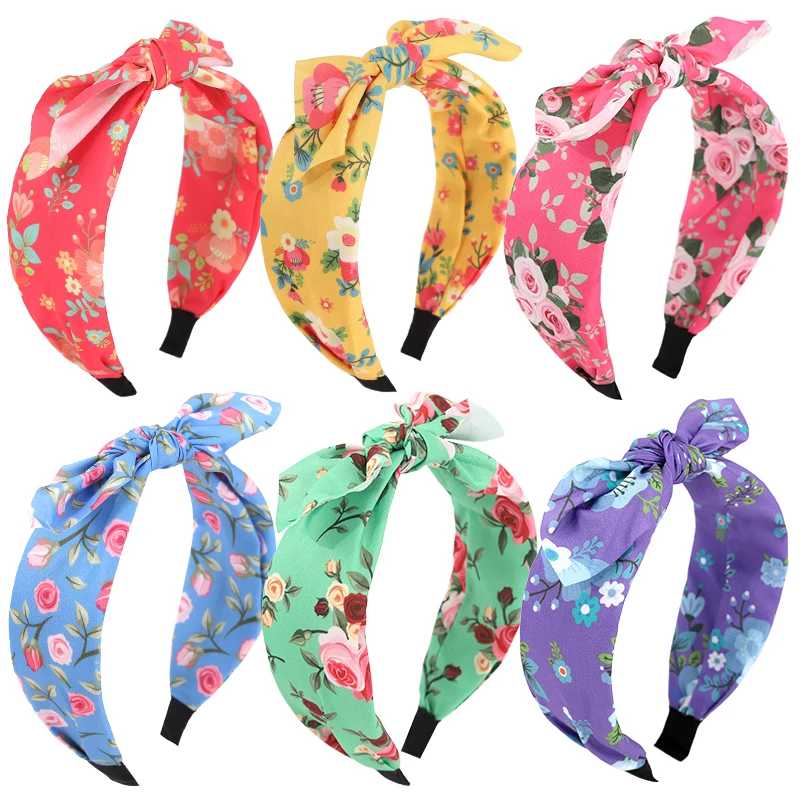 

1/6 шт., широкая лента с цветочной тканью, бант для волос для повседневного выступления на сцене и других сцен