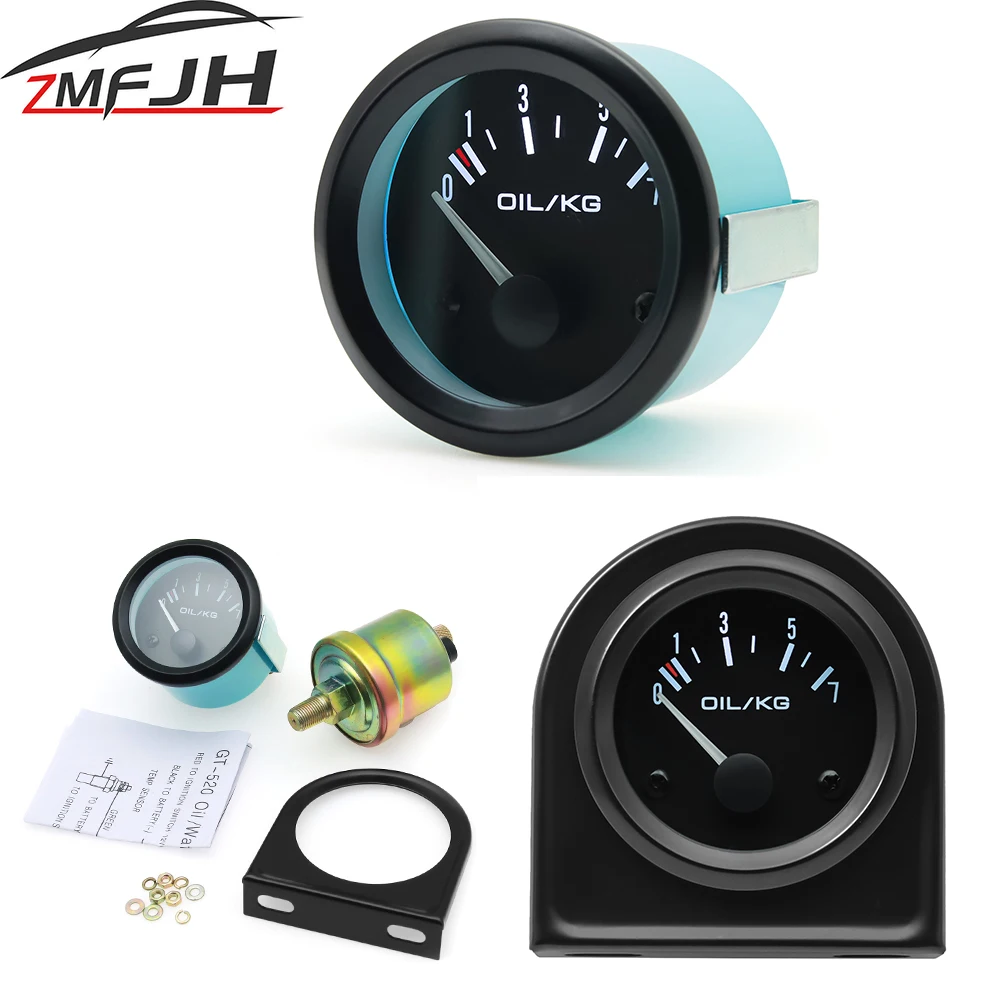 

52MM Oil Pressure Gauge With Oil Pressure Gauge Sensor 0-7Oil/KG 12V Car Gauge For Gasoline Car Oil Pressure Meter Black Shell