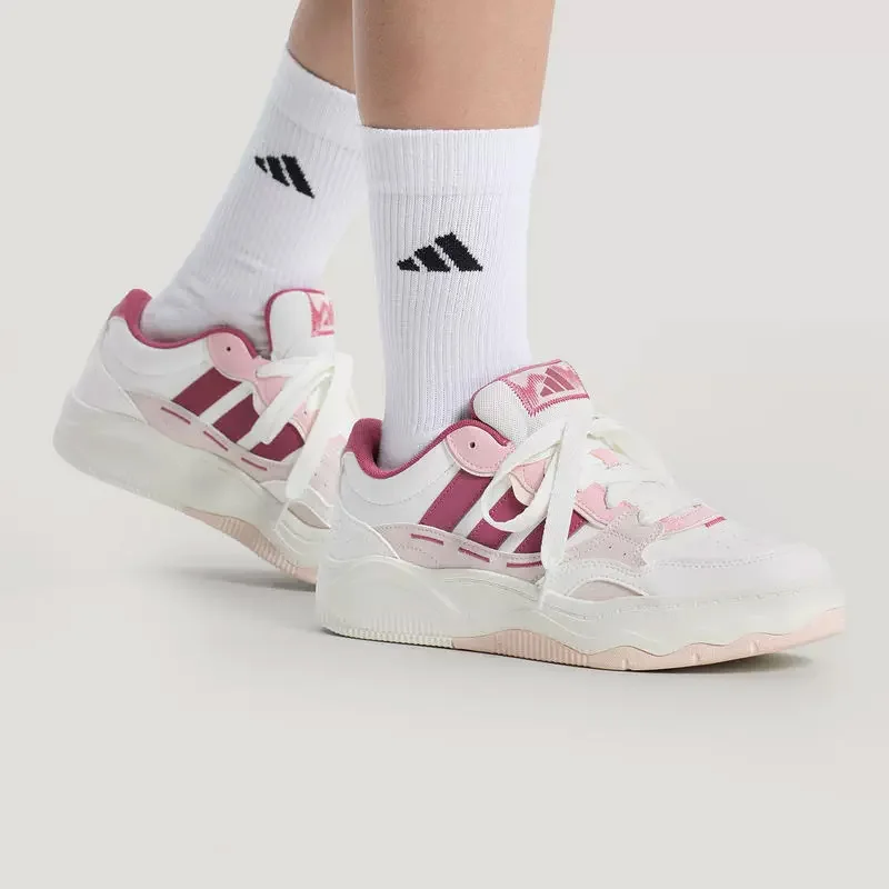 Adidas  Women White Pink Wave Thick Sole Skate Shoes Leather Casual Platform Sneakers KH9028