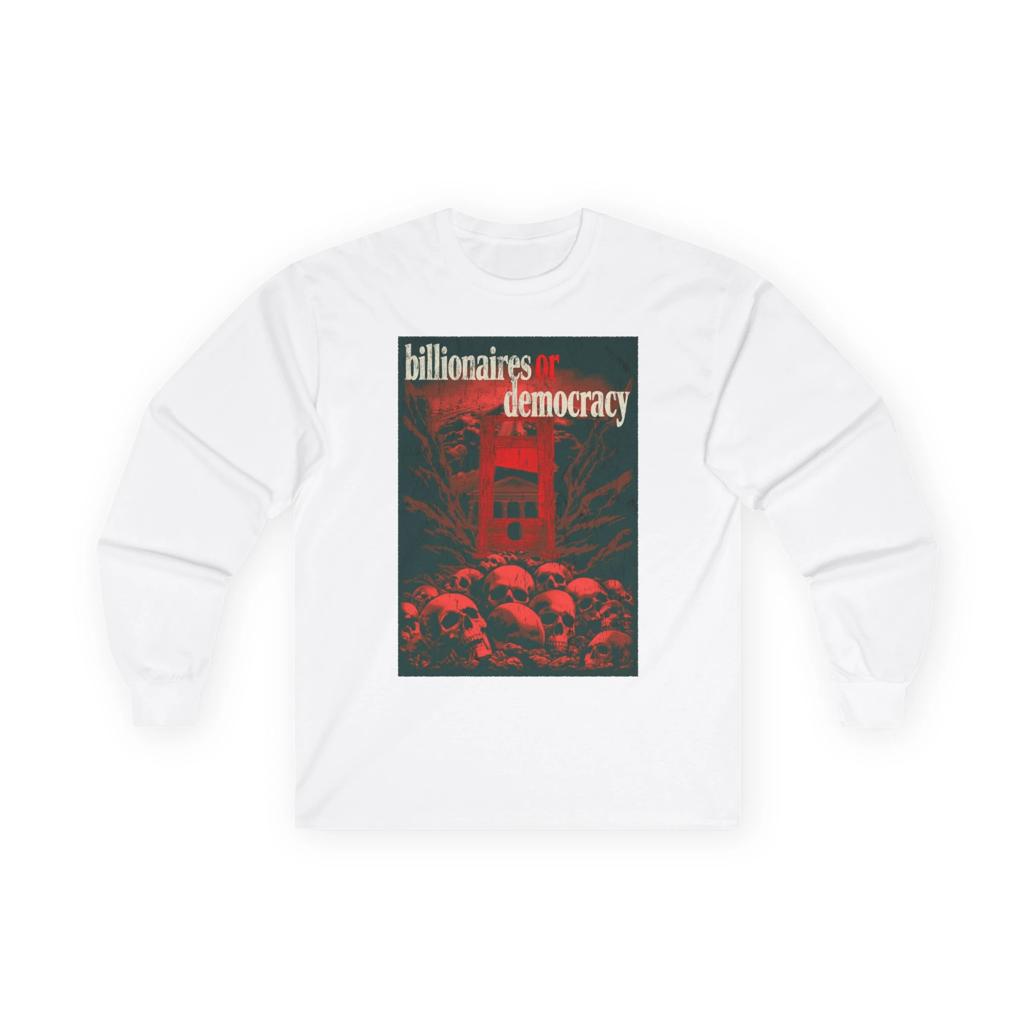Billionaires or Democracy Political Protest Art Graphic Crewneck Sweatshirt Mens Women Vintage Streetwear Pullover