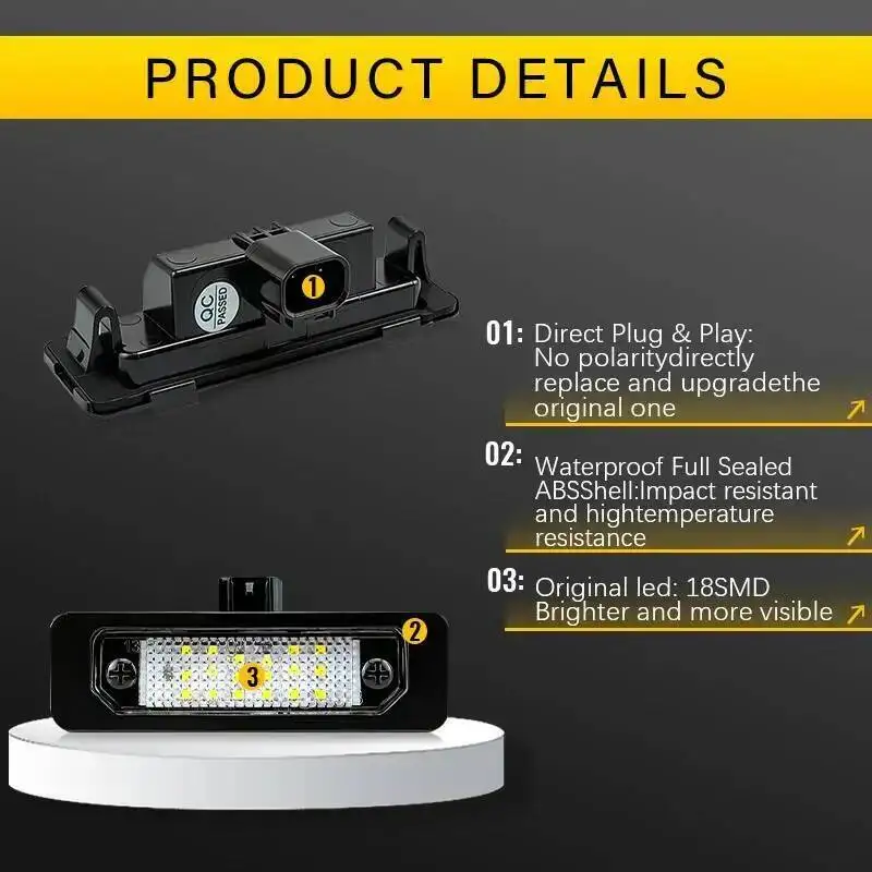 Canbus LED Bulb No Error Car License Number Plate Light For Ford Mustang 2010 2011 2012 2013 2014 Focus Fusion Flex Taurus - view 5