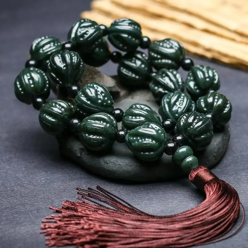Xinjiang Hotan Black Walnut Bead , Jadeite Jewelry, Jade Bracelet for Meditation and Play