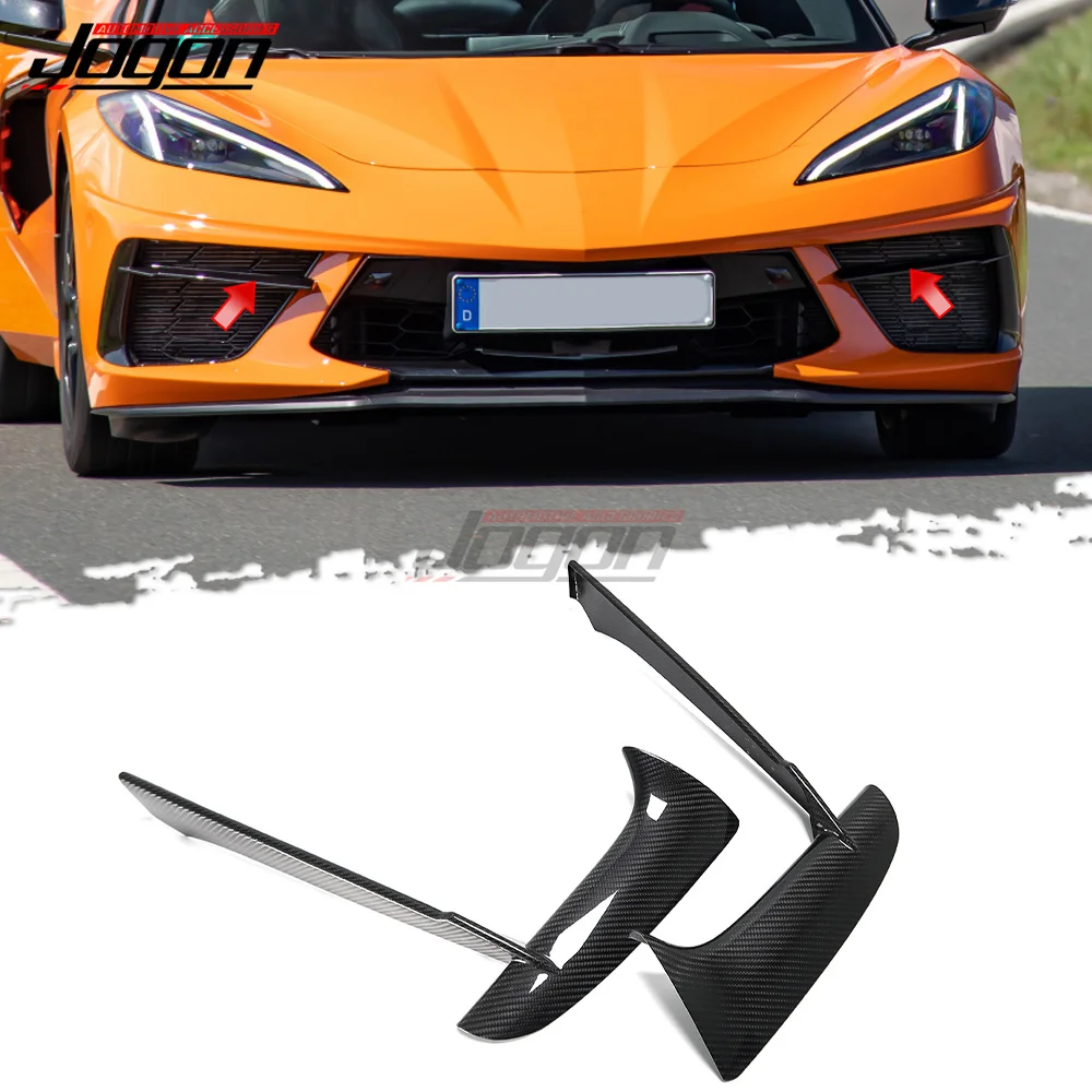 For Chevrolet Corvette C8 Carbon Fiber Accessories Red Paddle Shifter Front Fog Light Trim Gear Shift Frame Door Sill Cover