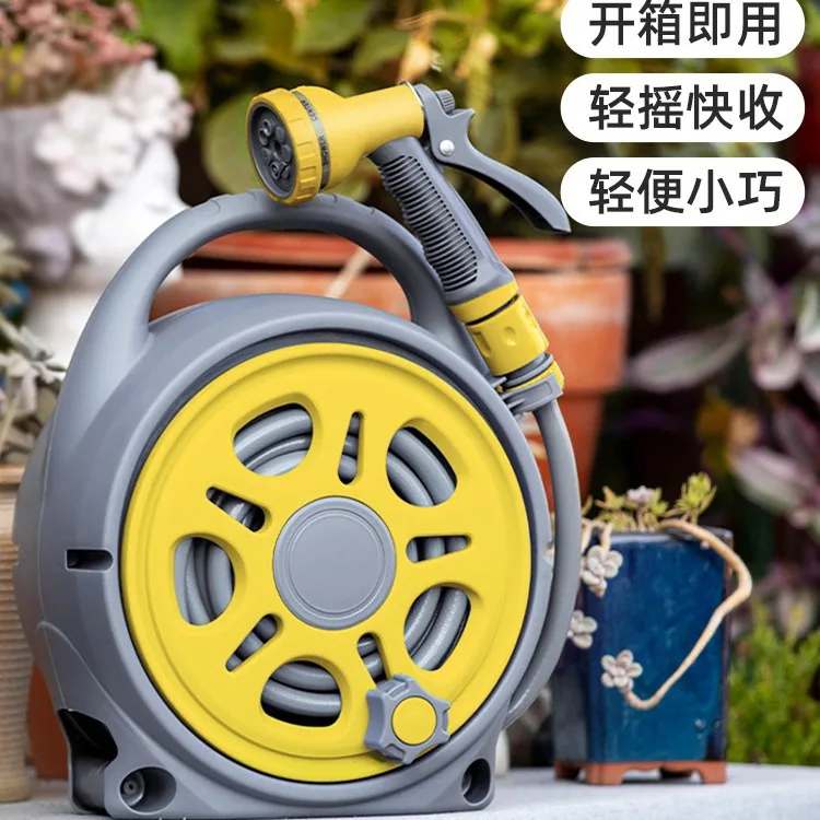 

12M Retractable Garden Hose Reel with Adjustable Sprayer Nozzle Manual Rewind System for Garden Yard Watering Car Washing