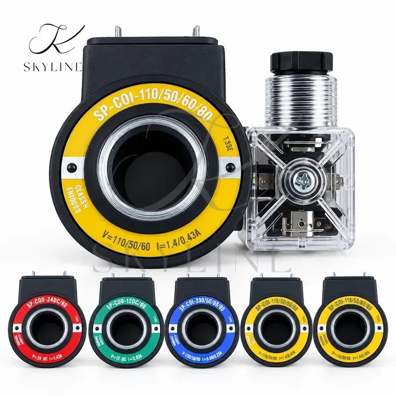 Solenoid Valve Coil SP-COI-230/50/60/80 SP-COU-24DC/80 SP-COU-12DC/80 SP-COI-110/50/60/80 Valve Hole 18mm Height 39mm