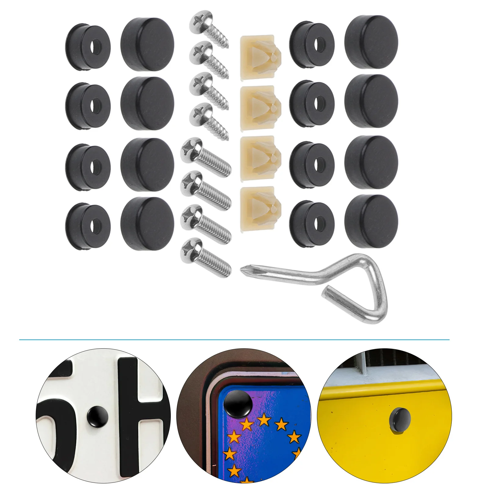 

1Set License Plate Frame Screws Stable Material Durability Resistance Wear Fixing Screws License Plate Screw Kit