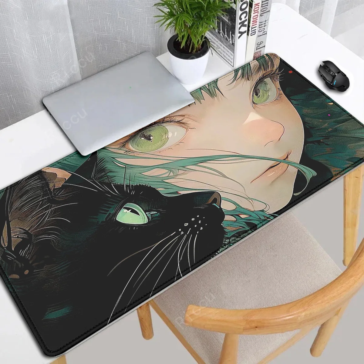 Imagem -03 - Kawaii Gato e Menina Anime Gaming Mouse Pad Gamer Desk Acessórios Mesa de Computador Teclado Gabinete xl 900x400