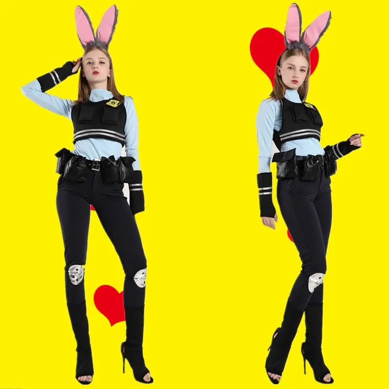 

Halloween Rabbit Girl Cosplay Costume Zootopia Judy Police Officer Anime Rabbit Judy Personification Outfit Women's Fashion