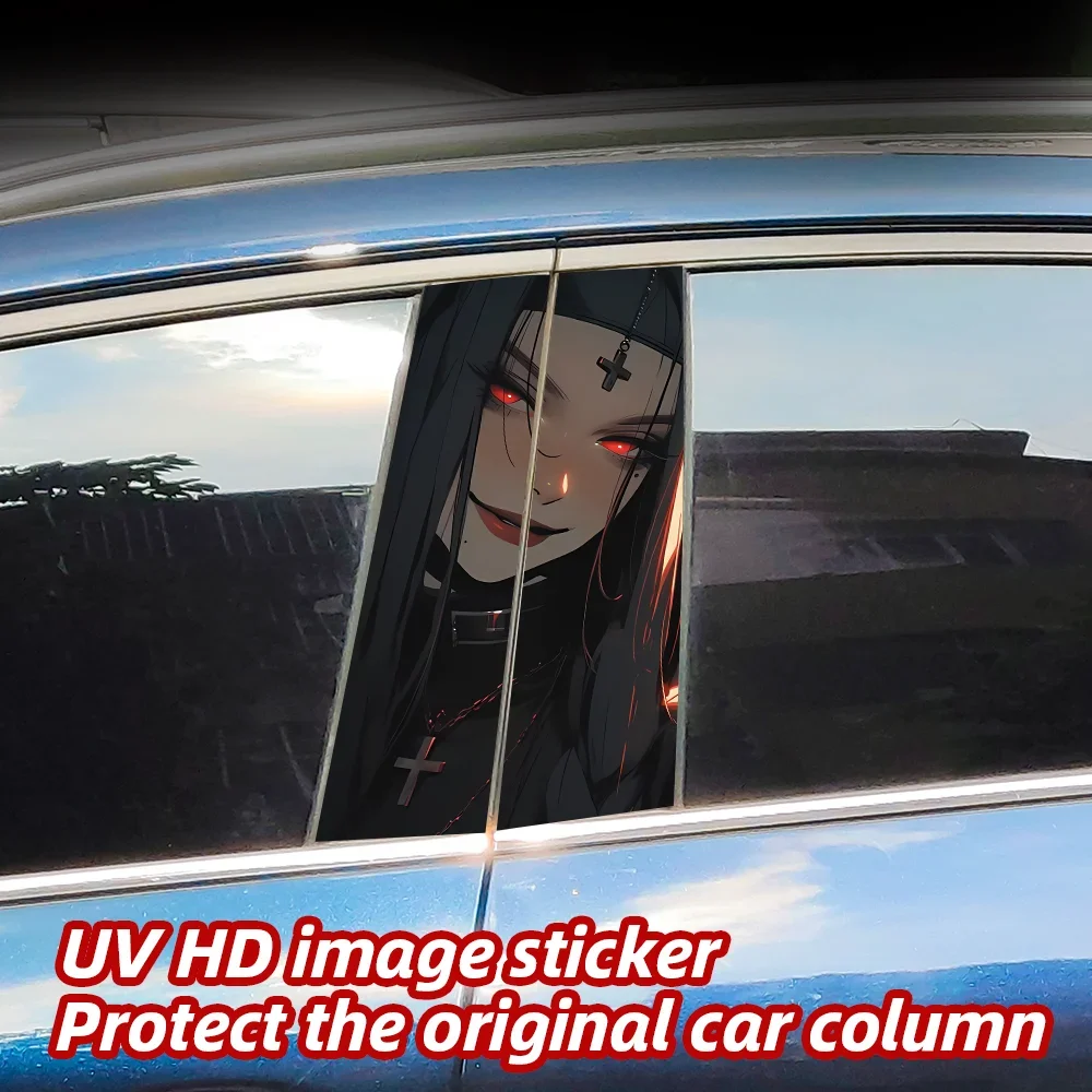 

Gothic Nun Sister Car Stickers Auto B Pillar Waterproof Halloween Decor Cover Scratches Sunscreen Car Doors Pillar Vinyl Decals