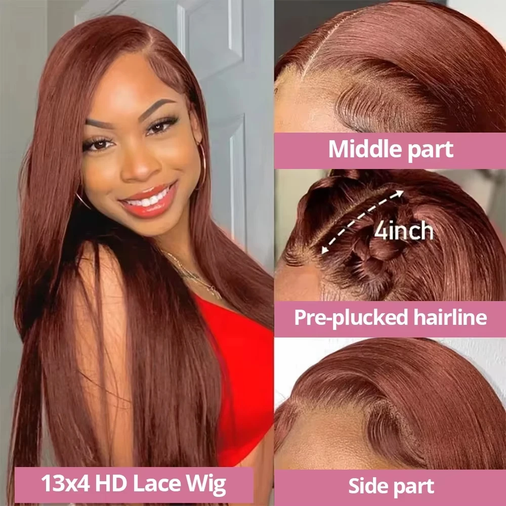 Straight Human Hair Wigs Chocolate Brown Lace Front Wigs Hd Lace Wig 13x6 Human Hair Baby Hair Cheap Wigs On Clearance Sale