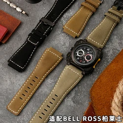 Genuine Leather Wrist Band for BELL ROSS BR01 BR03 Series Genuine Leather Wrist Band Men's Special Watch Accessories 24mm strap