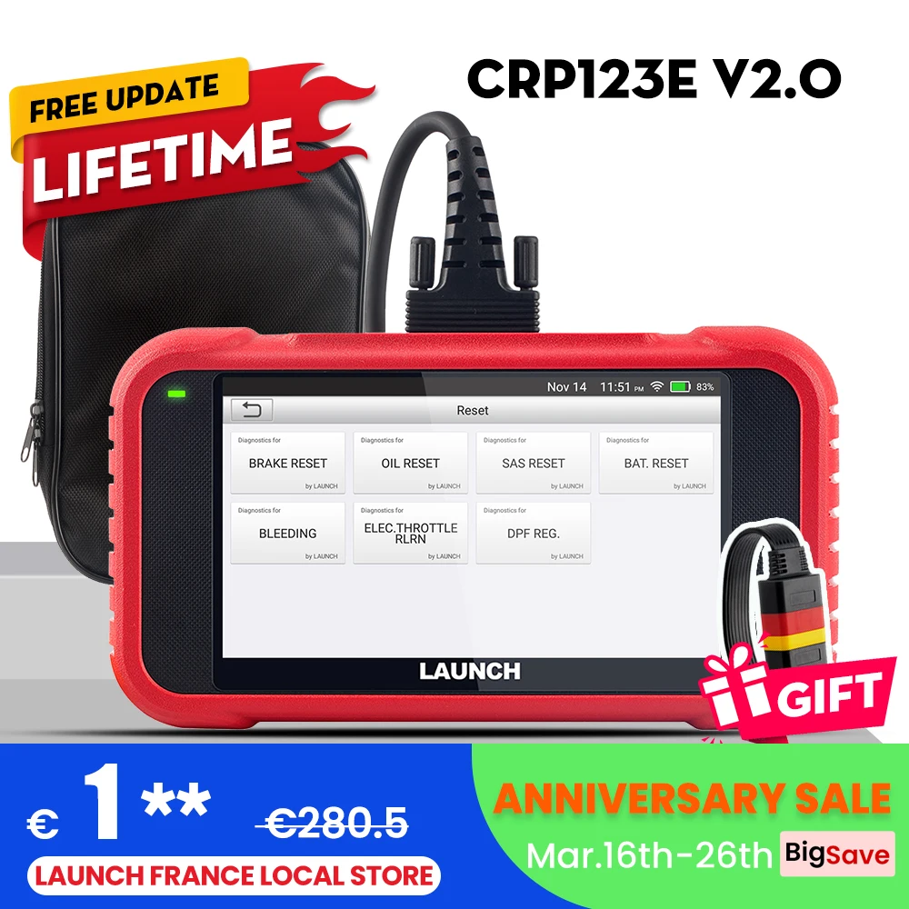 LAUNCH X431 CRP123E V2.0 CRP123i V2.0 ABS Airbag SRS AT SAS BRAKE OIL BMS BLEED ETS DPF Reset Lifetime Free Update Code Reader