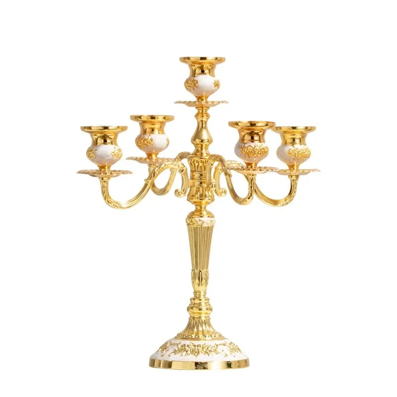 A1 European-style Metal Candle Holder Five Candlesticks Dinner Table Decoration Accessories Wedding Candlestick Home Decoration