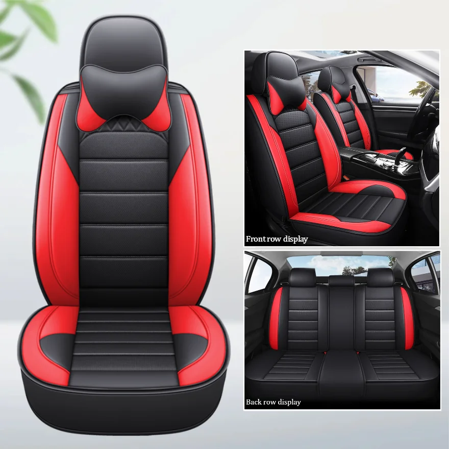 

Premium Comfort PU Leather Car Seat Covers Set - 5 Seat Covers + 2 Headrests, Plush & Breathable