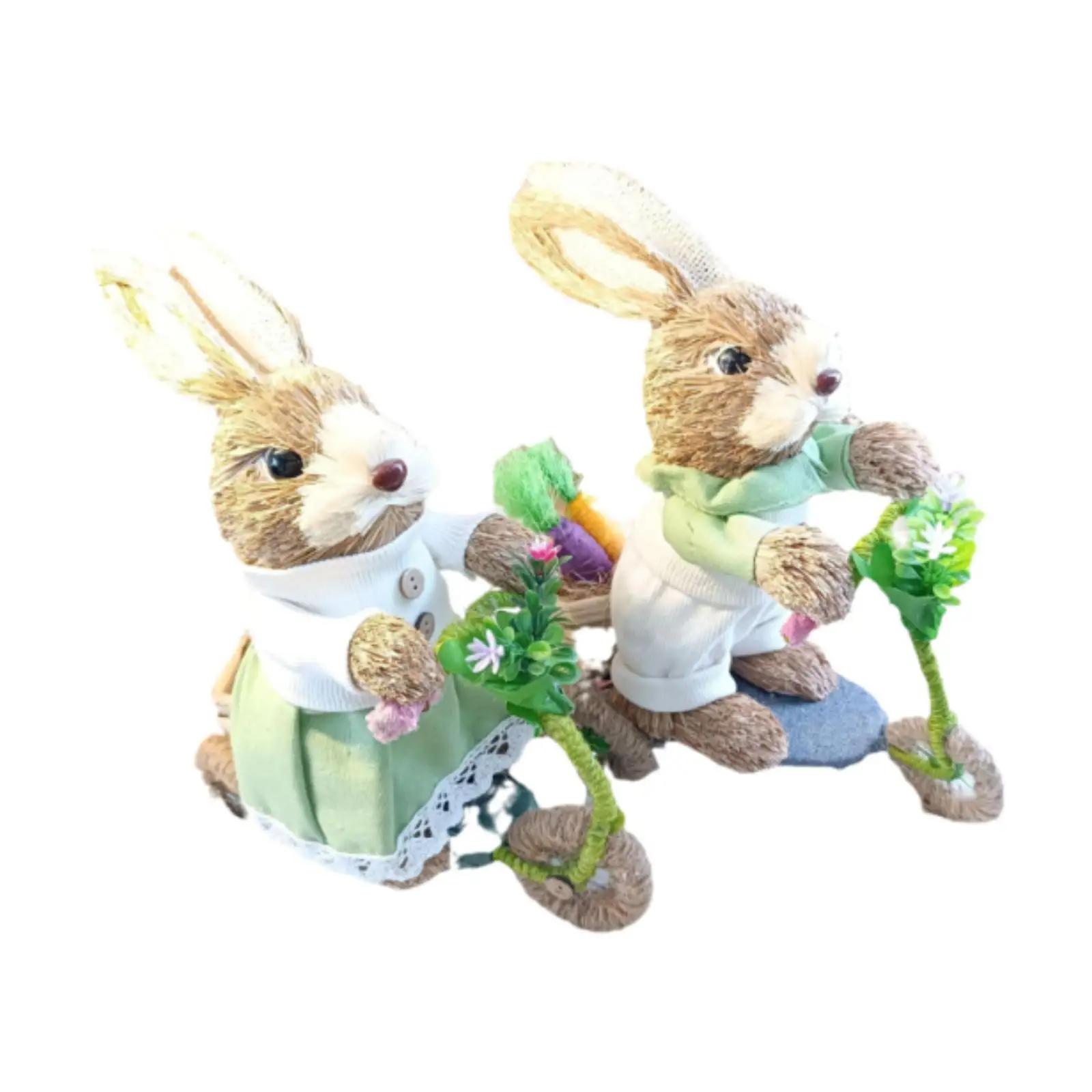 Easter Bunny Decoration Home Decoration Animal Sculpture Cute Straw Woven Bunny