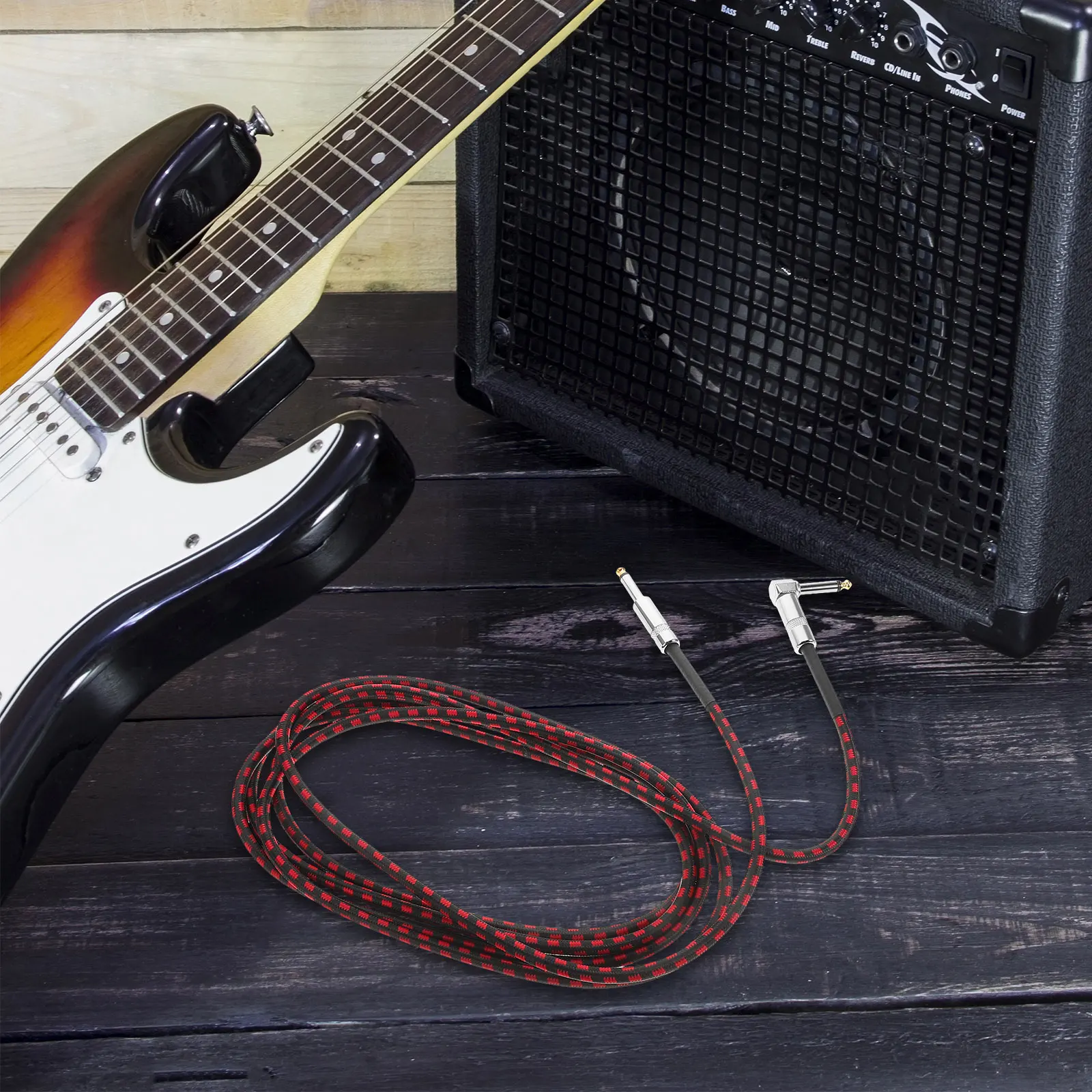 

1pcs Electric Guitar Cable Right Angle Long Length Noise Reduction Compatible Wood Bass Guitars Stable Performance Recording