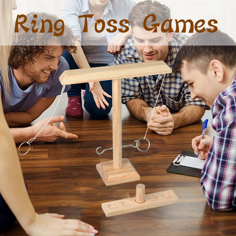 Juegos de lanzamiento de anillos para niños y adultos, juegos para beber en casa, juegos de mesa de madera de mano de ritmo rápido, paquete de escalera de tiro, juguete al aire libre