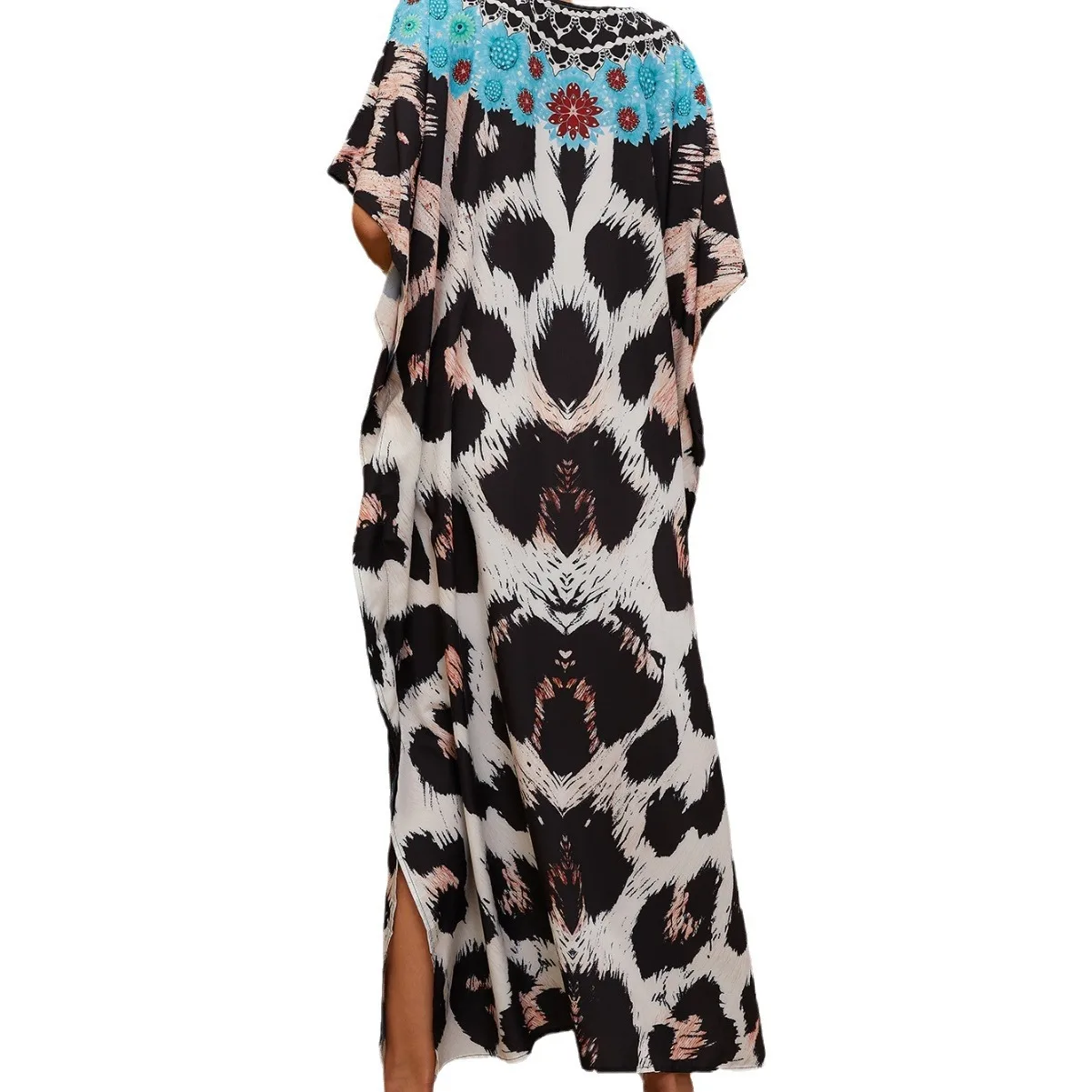 2025 New Cross-border Leopard Point Positioning Printed Beach Blouse Seaside Vacation Skirt Long Skirt Swimsuit Blouse Bikini