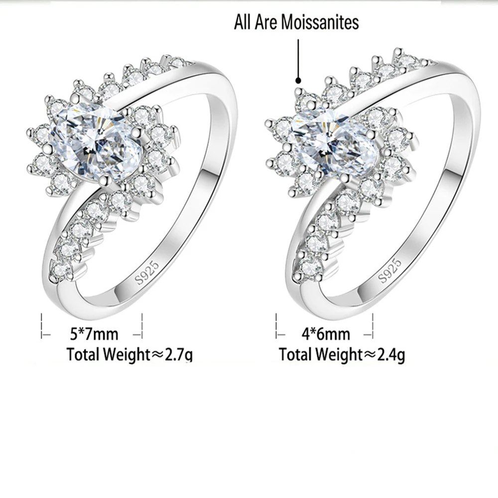 Real 0.5-1ct Moissanite Ring Tested with Diamonds Bring S925 Sterling Silver For Women Marry Anniversary Party Jewelry Gift view 2