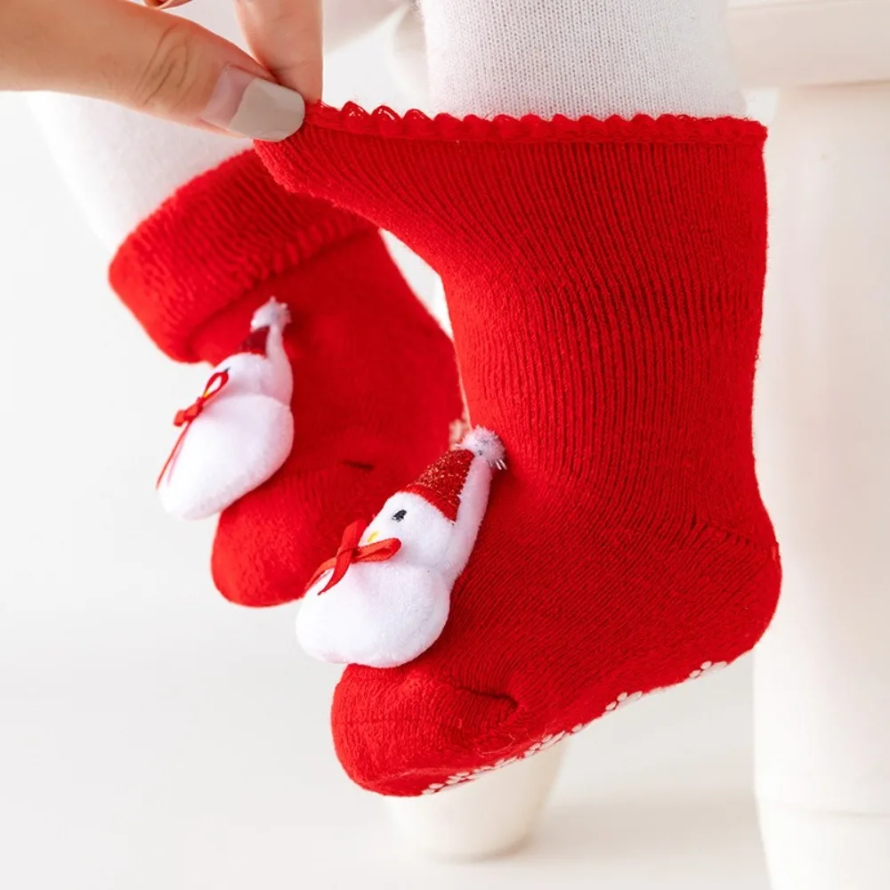 Christmas Elements Baby Socks Soft Coral Fleece Toddler Non-slip Floor Socks Winter Warm Breathable Baby Hosiery Baby Boys Girls
