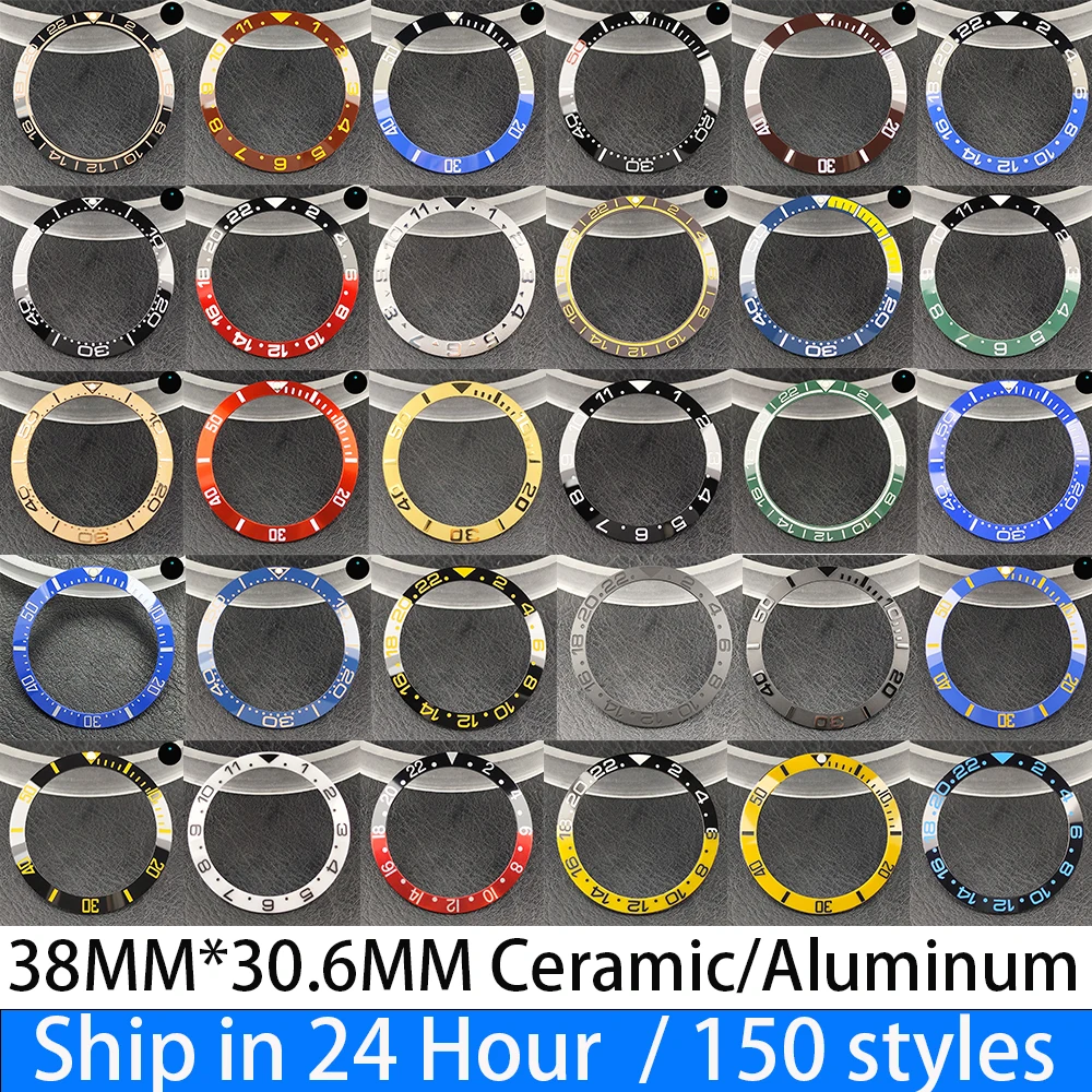 

38mm bezel Sloping 38mm * 30.6mm ceramic/aluminum bezel GMT and diving watch insert fits GMT watch case bezel replacement insert