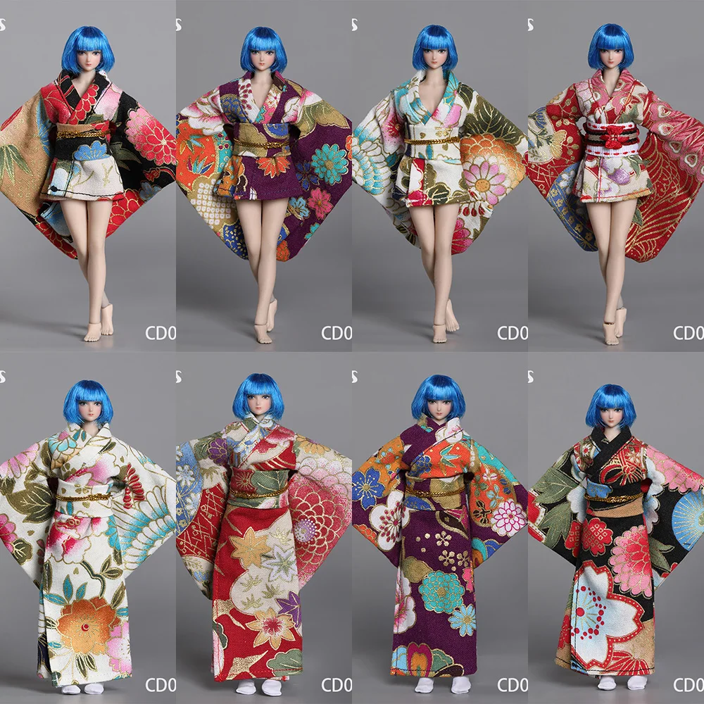 

CD016 1/12 Scale Sexy Female Soldier Long Short Japanese Kimono Model with Printing Clothes for 6'' TBL Action Figure Body