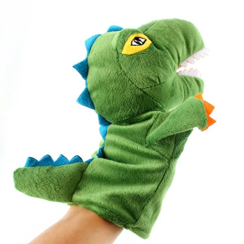 Cartoon Dinosaur Plush Soft Hand Puppet Parent Child Interaction Storytelling Puppet Kids Pretend Playing Toy Gift