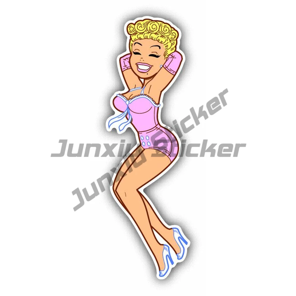 

Blonde Showgirl Retro Glamour Car Sticker Pvc Boat Accessories For Suv Bodywork Bumper Rear Windshield Waterproof Exterior Deca