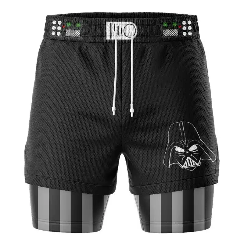 Summer Creative Fashion Brand Camouflage Double-layer Sports Fitness Vacation Men's Shorts