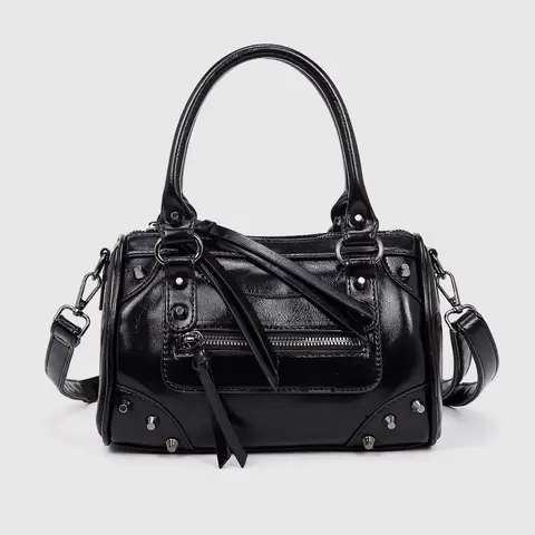 European and American Fashion Rivets Large Capacity Pillow Bag Bowling Motorcycle Handbag Single Shoulder Crossbody Women's Bag