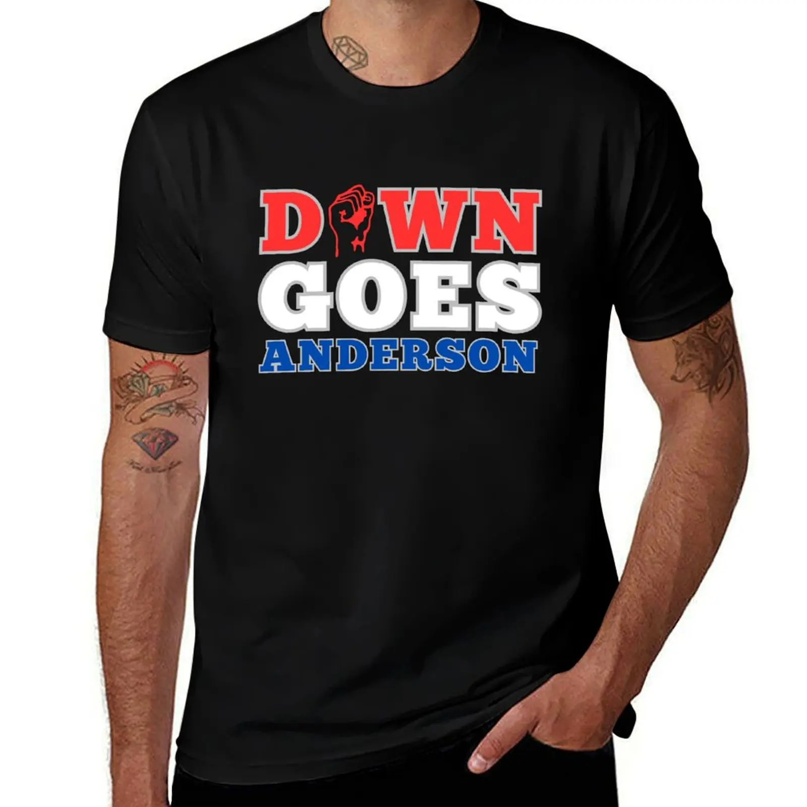 

Tom Hamilton Down Goes Anderson T-Shirt t shirt personalised g man t shirts for men T-shirt