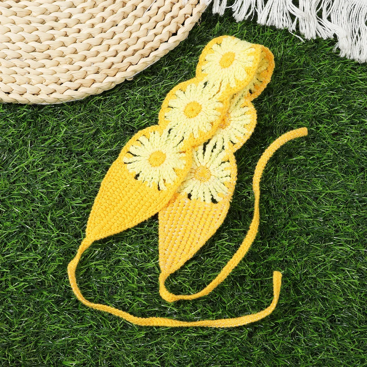 フラワーグリーンシンプルなヘアバンドヘアスカーフターバンバンダナレディース女性ボヘミアビーチ帽子ファッションヘアアクセサリーヘッドバンド