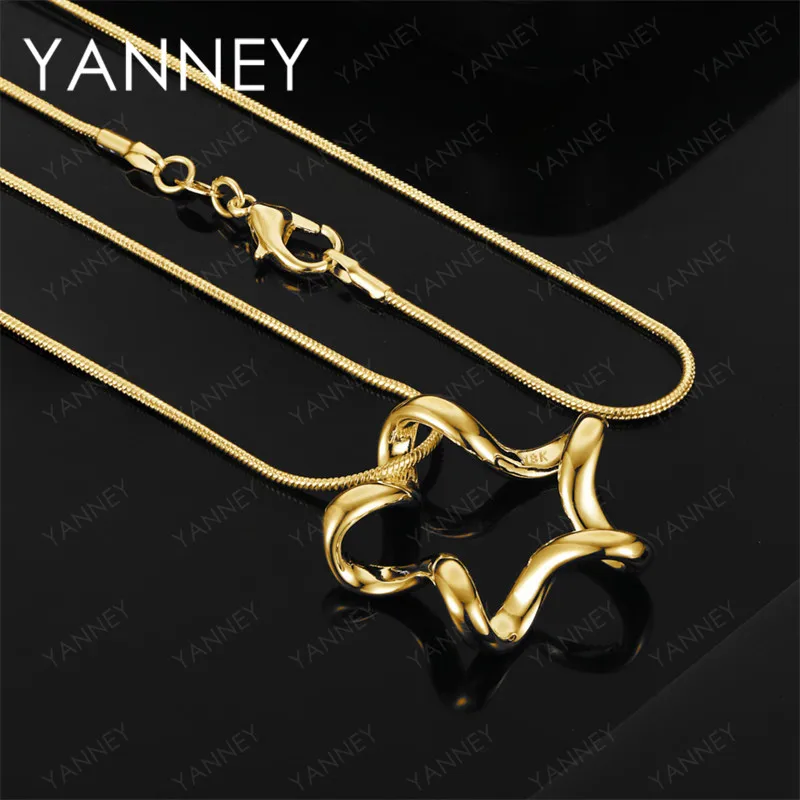

925 Sterling Silver 18K Gold 16-30 Inch Twisted Star Pendant Necklace Women Gift Accessories Jewelry Wedding Party