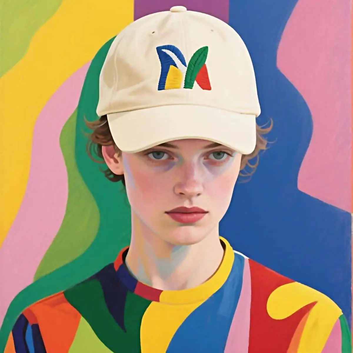 

Unisex Bold Tapestry Spirit Cotton Baseball Cap - Adjustable Sun Cap with Flowing Embroidery for All-Season Festival Outdoor