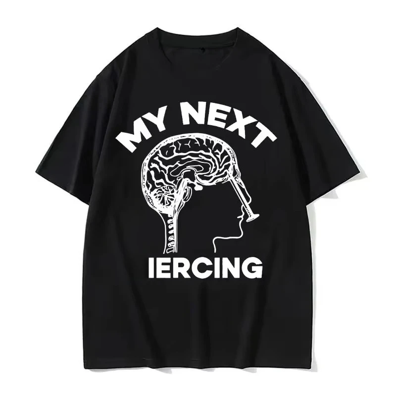 

Футболка с забавным принтом My Next Iercing, женская футболка с коротким рукавом и круглым вырезом, футболки с изображением лоботомии, мем, женская одежда, дышащий топ