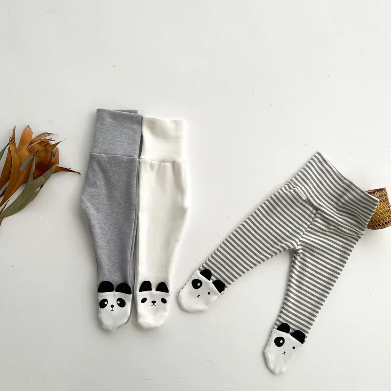 0-24 Months Baby Pantyhose Panda Striped Newborn Leggings Spring Autumn Keep Warm Pants