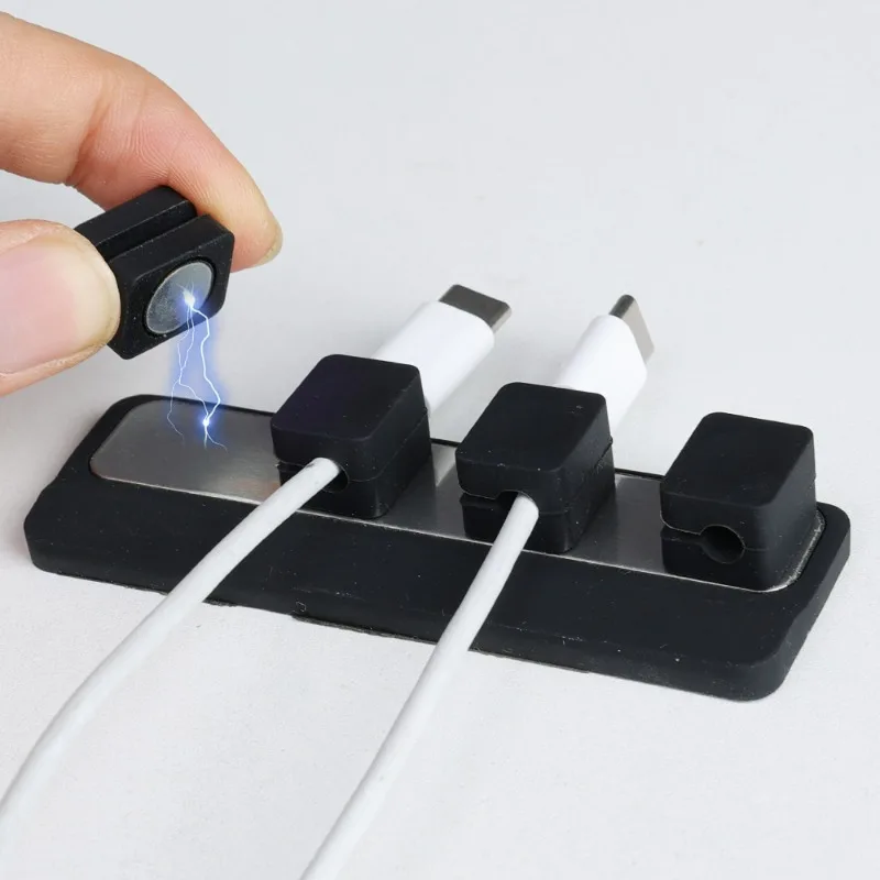 Magnetic Cable Clips Self-Adhesive Silicone Mouse Wire Fixed Organizer USB Charging Line Holder Winder Row Plug for Office Home